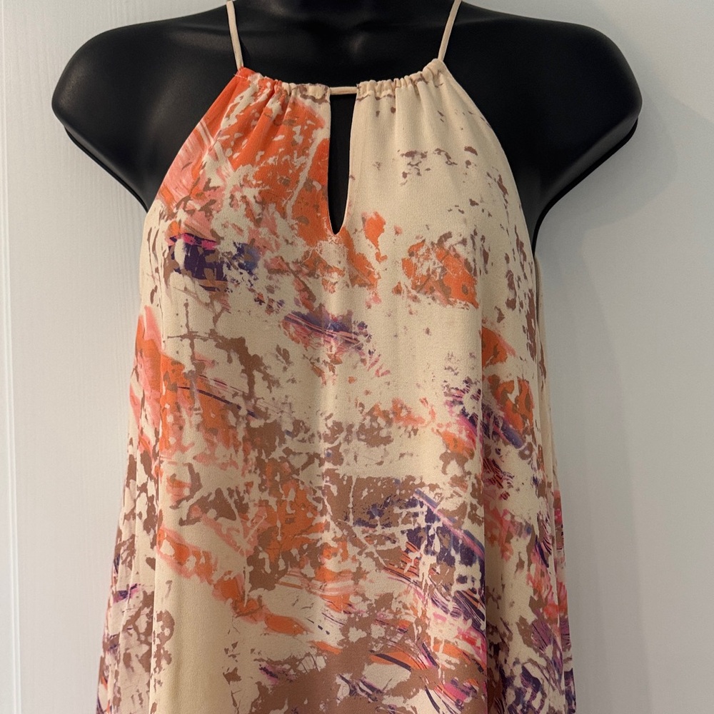 Catherine Malandrino Cream and Orange Midi Dress